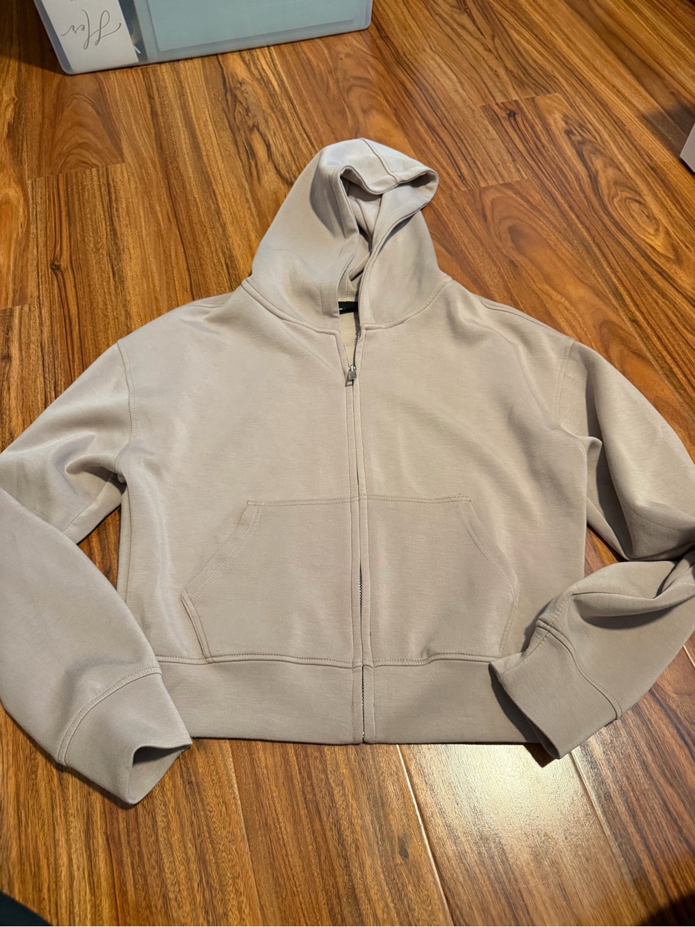 RD Style Taupe Zip-Up Hooded Teddy Jacket